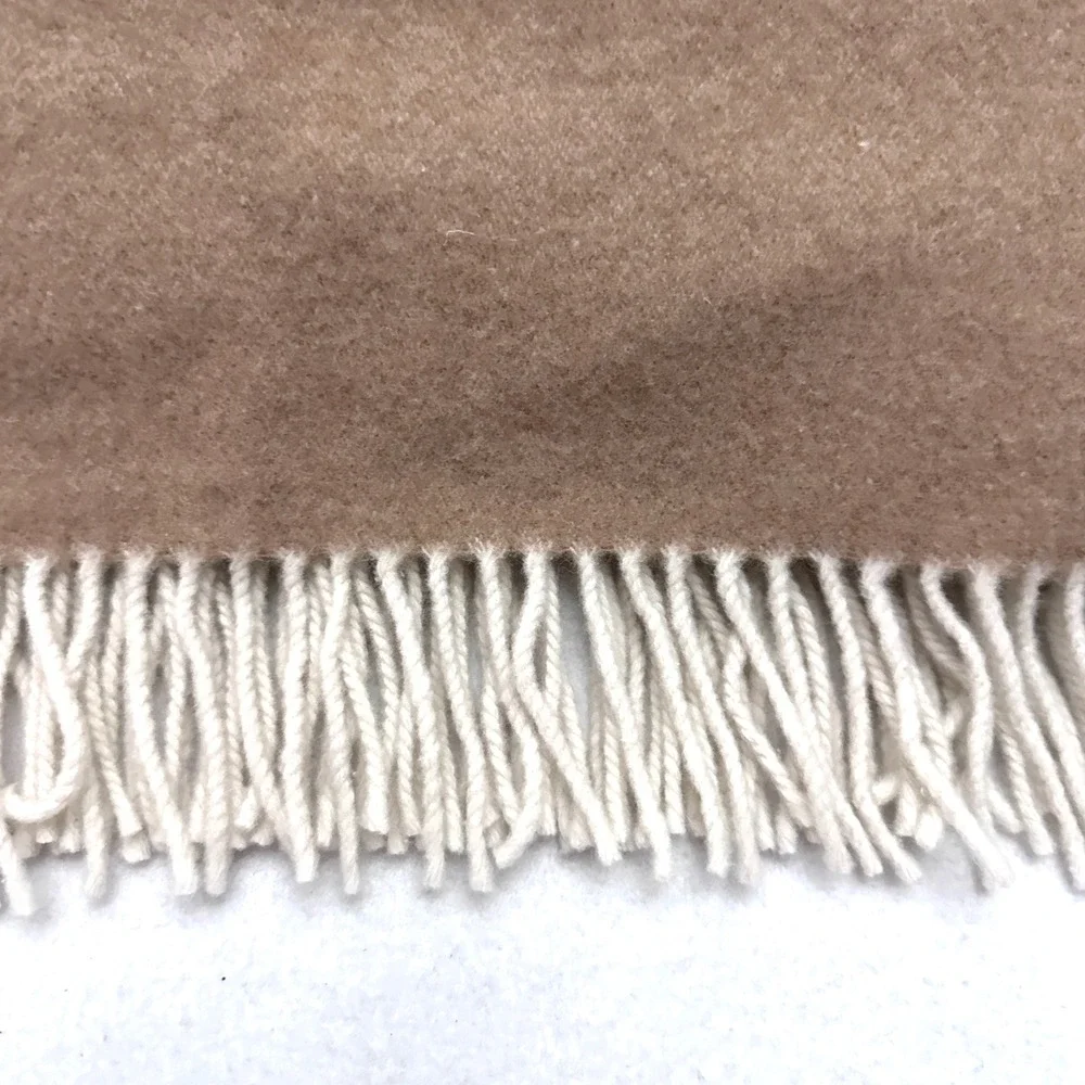 Luna Luxury Home Collection Wool Cashmere 54x56 Throw Blanket Italy Camel Cream
